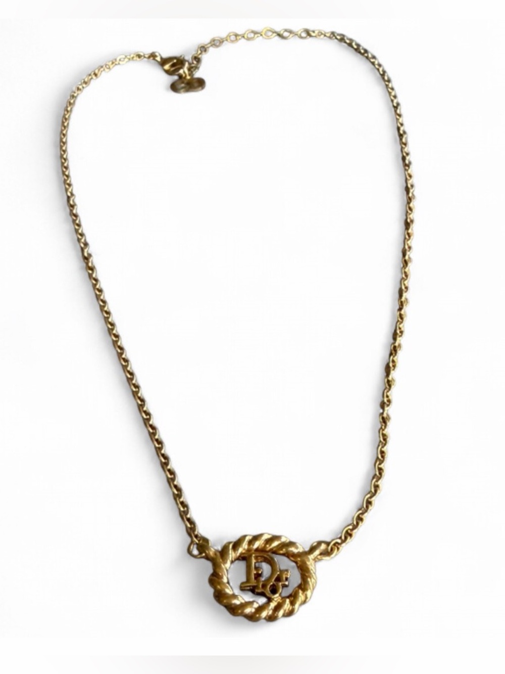Dior Gold Rope Circle Pendant Necklace - Picture 8 of 8